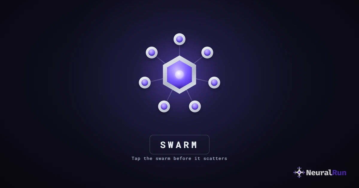 Two clusters of dots flashing briefly in Swarm, asking which side has more